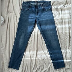 KUT from the Kloth Blue Denim Frayed Skinny Jeans Womens Size 6